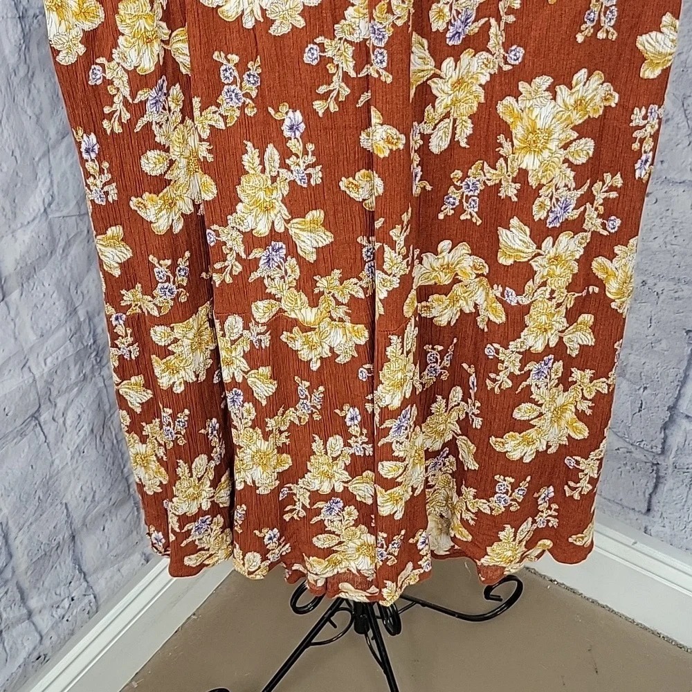 Umgee Floral Maxi Skirt in‎ Rust and Yellow